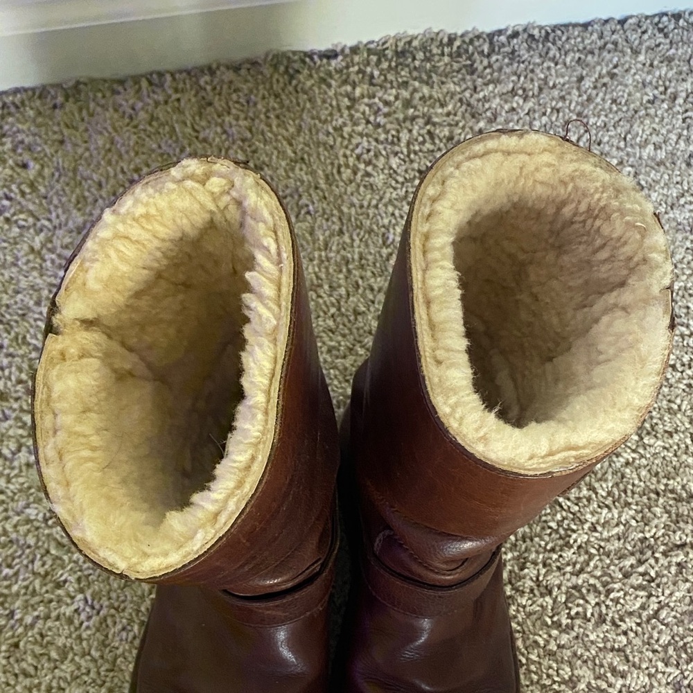 UGG Brown Shearling-Lined Leather Winter Boots - image 4